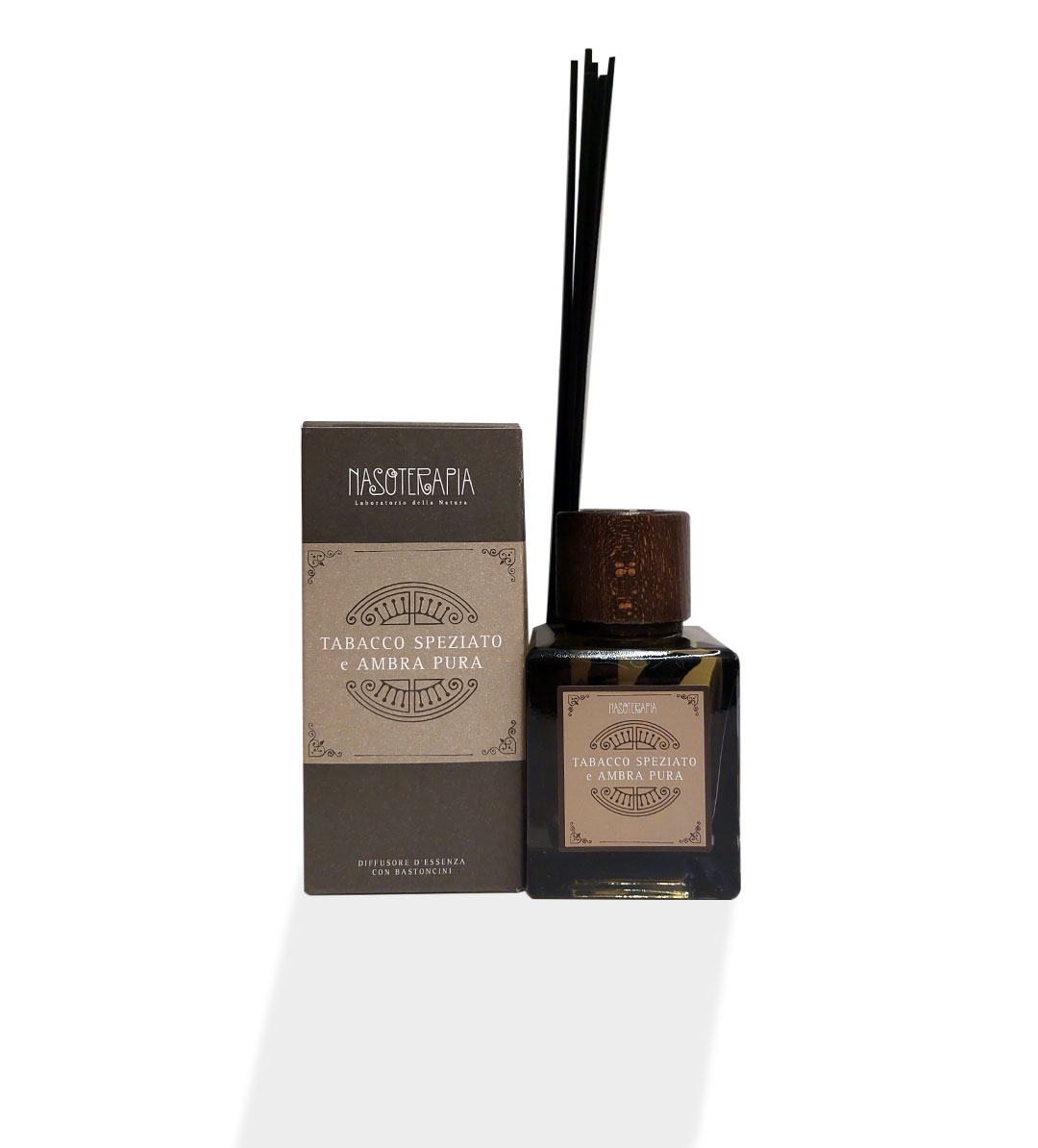 Nasoterapia - Diffusore d'essenza con bastoncini al Tabacco speziato e ambra pura